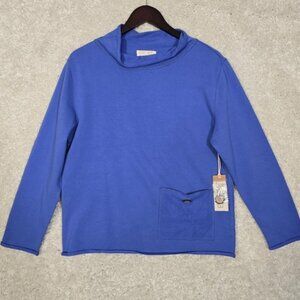 Escape by Habitat Womens Shirt Medium Blue Roll Neck Long Sleeve